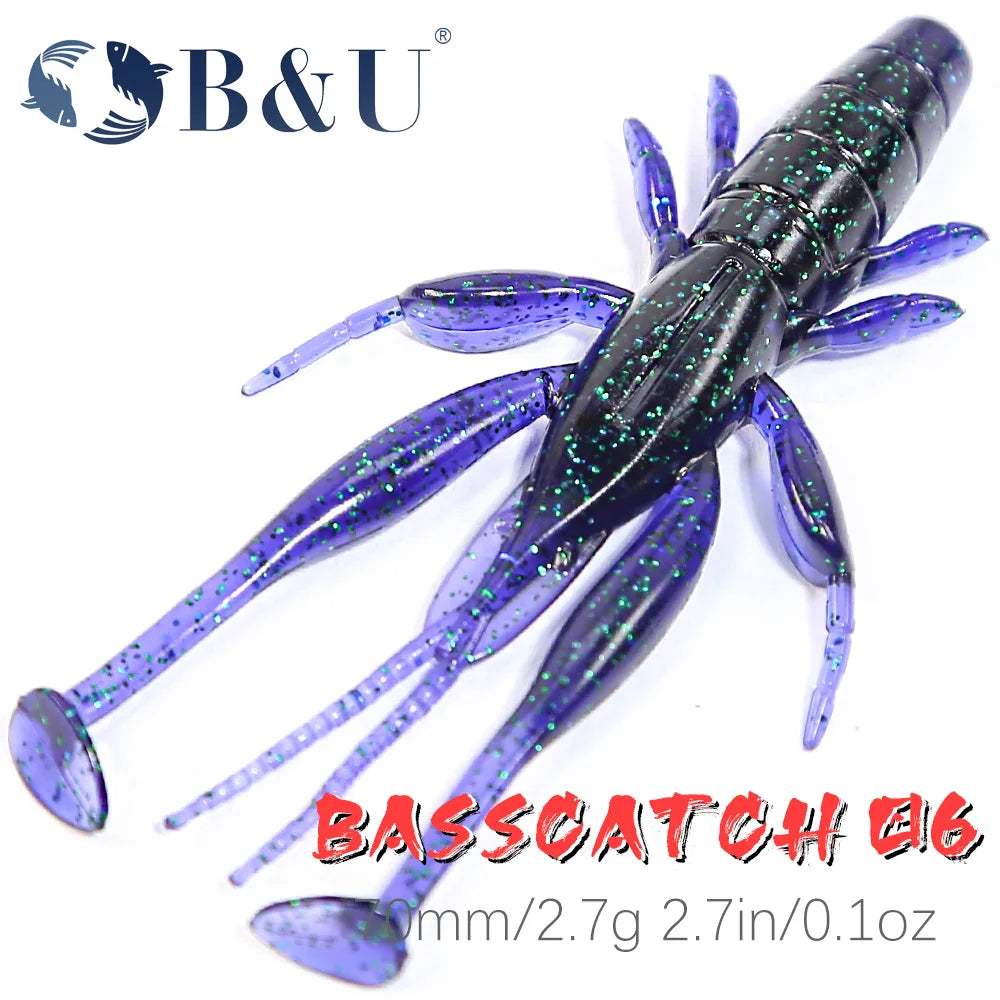 70Mm 2.7G Larva Soft Lure Craw Floating Freshwater Swimbaits Silicone Soft Bait Worm for Fishing