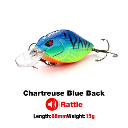 7Cm 15/17.5G Crankbaits Fishing Lure Hard Bait Crank Bass Wobbler Rattle Sound Wobbler for Pike Floating Artificial Bait