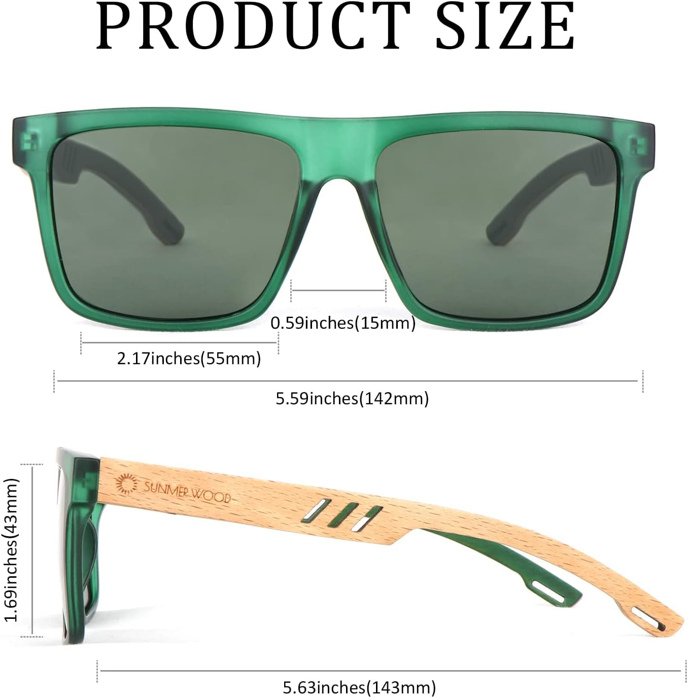 Wood Sunglasses for Men and Women Vintage Polarized Lenses Uv Protection Bamboo Wooden Sun Glasses