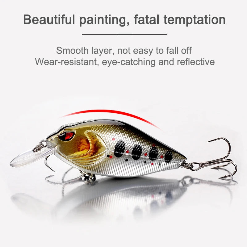 7Cm 15/17.5G Crankbaits Fishing Lure Hard Bait Crank Bass Wobbler Rattle Sound Wobbler for Pike Floating Artificial Bait