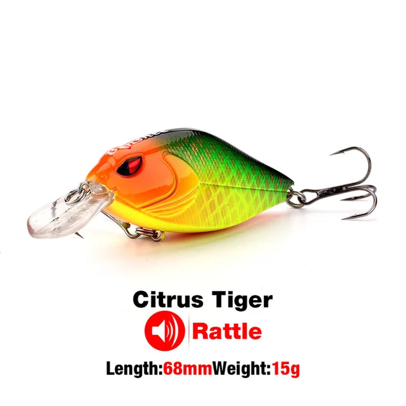 7Cm 15/17.5G Crankbaits Fishing Lure Hard Bait Crank Bass Wobbler Rattle Sound Wobbler for Pike Floating Artificial Bait