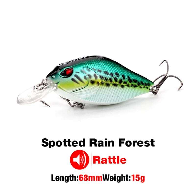 7Cm 15/17.5G Crankbaits Fishing Lure Hard Bait Crank Bass Wobbler Rattle Sound Wobbler for Pike Floating Artificial Bait