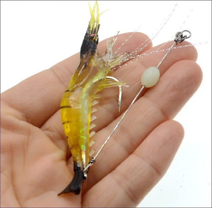 1PC Hot Sale New 9Cm 6G Luminous Bead Shrimp Silicon Soft Artificial Bait with Hooks Swivels Rigs Fishing Tackle Fast Delivery