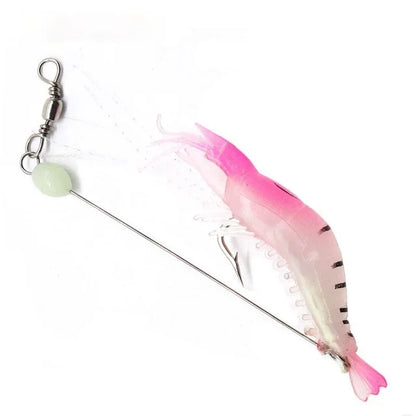 1PC Hot Sale New 9Cm 6G Luminous Bead Shrimp Silicon Soft Artificial Bait with Hooks Swivels Rigs Fishing Tackle Fast Delivery