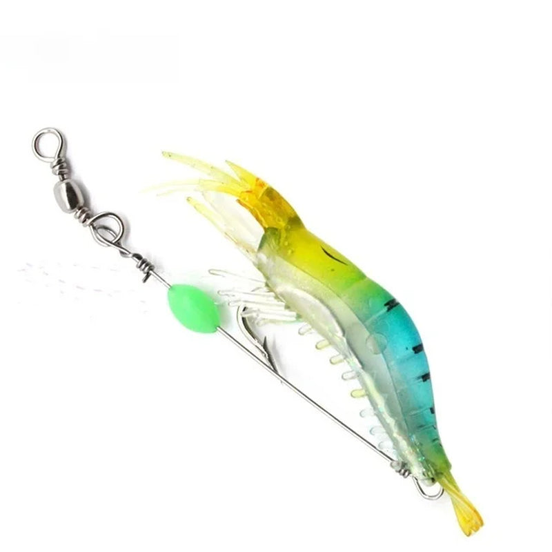 1PC Hot Sale New 9Cm 6G Luminous Bead Shrimp Silicon Soft Artificial Bait with Hooks Swivels Rigs Fishing Tackle Fast Delivery