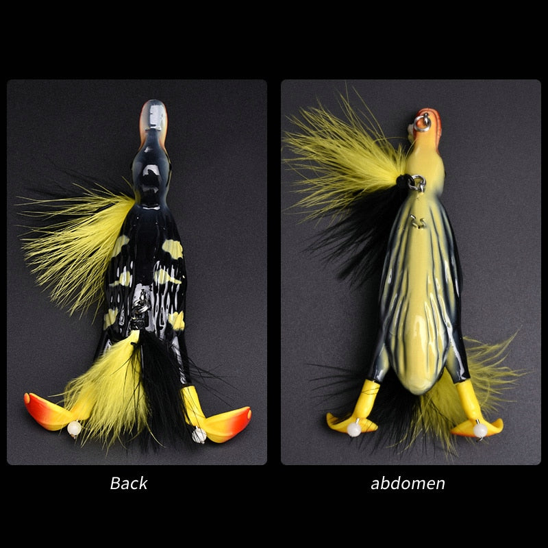 ALLBLUE 3D STUPID DUCK Topwater Fishing Lure Floating Artificial Bait Plopping and Splashing Feet Hard Fishing Tackle Geer