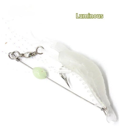 1PC Hot Sale New 9Cm 6G Luminous Bead Shrimp Silicon Soft Artificial Bait with Hooks Swivels Rigs Fishing Tackle Fast Delivery